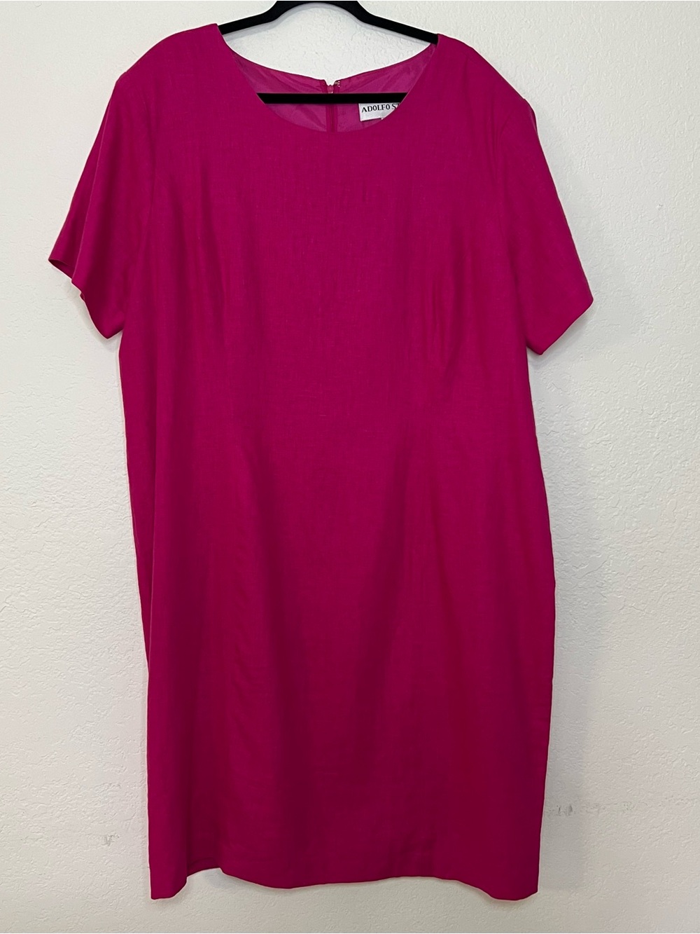 NWT Adolfo Studio Hot Pink Linen Blend Shirt Midi Dress Women’s Plus Size 24W